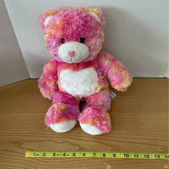 Build-A-Bear Workshop Endless Hugs Bear 17 inch Plush Pink Orange Tie-Dye Hearts - Picture 6 of 6